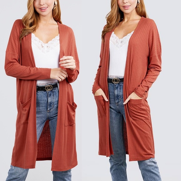 knee length knit cardigan